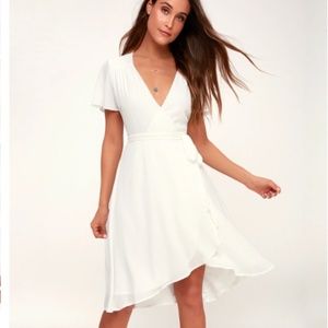 White flutter sleeve dress